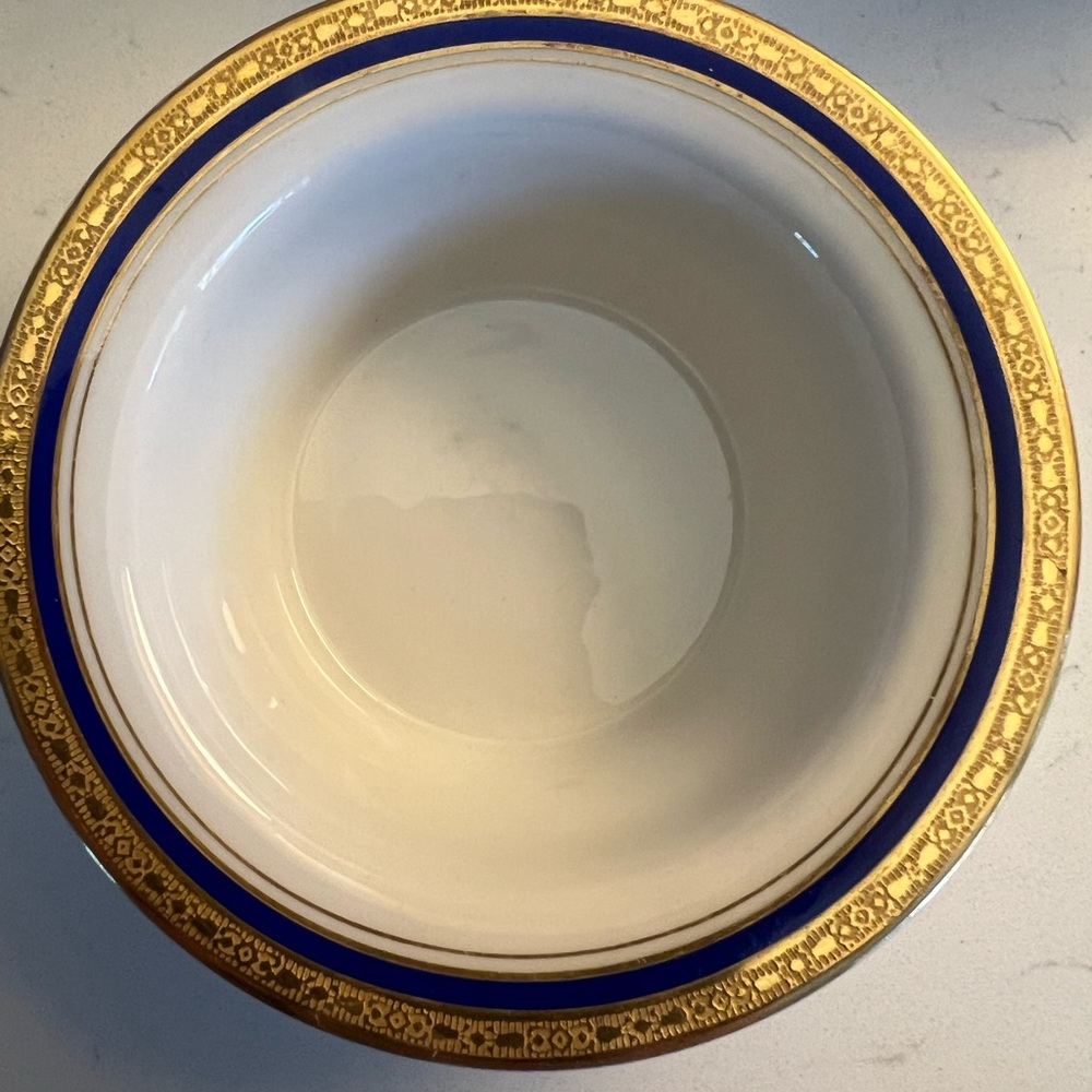 Limoges French Gold and Blue Rimmed Finger Bowls- set of 10 - Picture 3 of 3